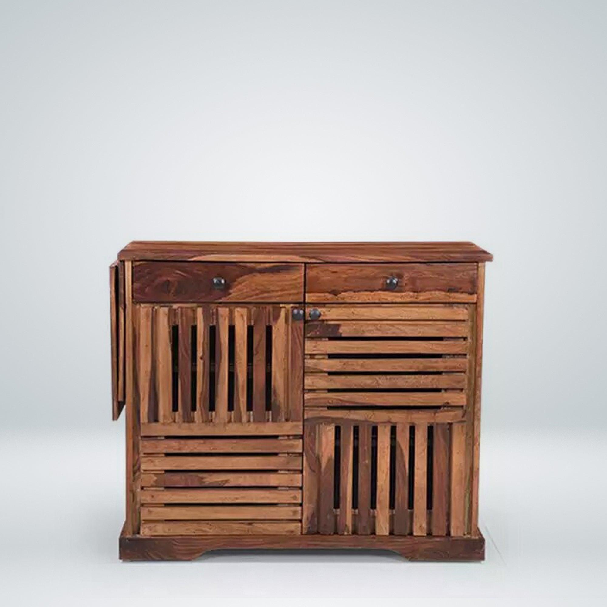 Letin Wooden Shoe Rack for Home In Provincial Teak Finish by Rajwada - Rajwada Furnish