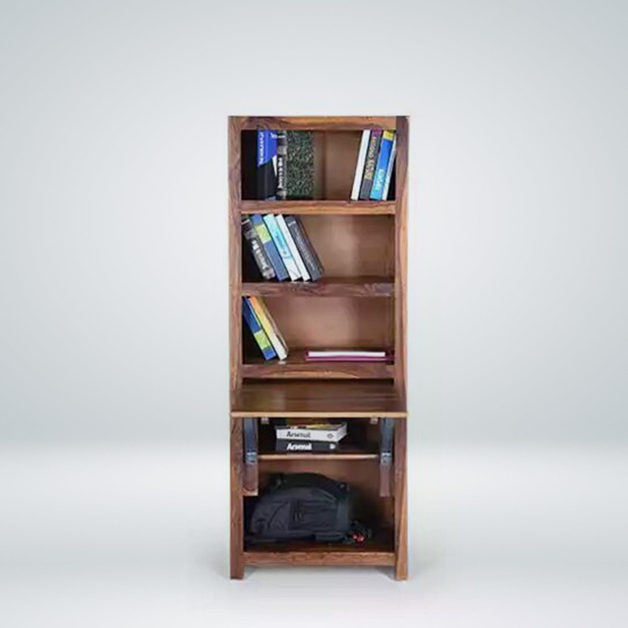 Melty Solid Wood Bookshelf for Living Room in Teak Finish by Rajwada - Rajwada Furnish