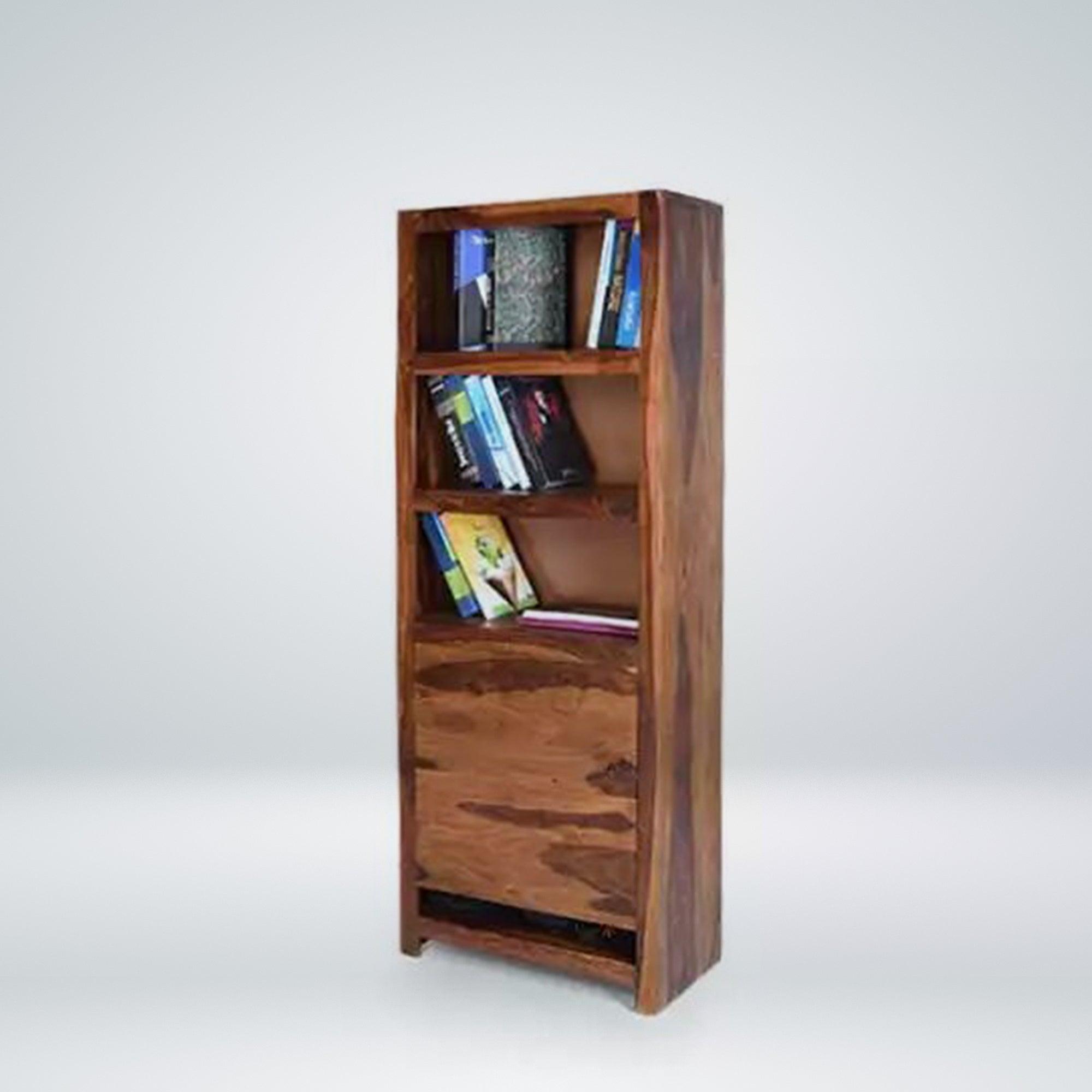 Melty Solid Wood Bookshelf for Living Room in Teak Finish by Rajwada - Rajwada Furnish