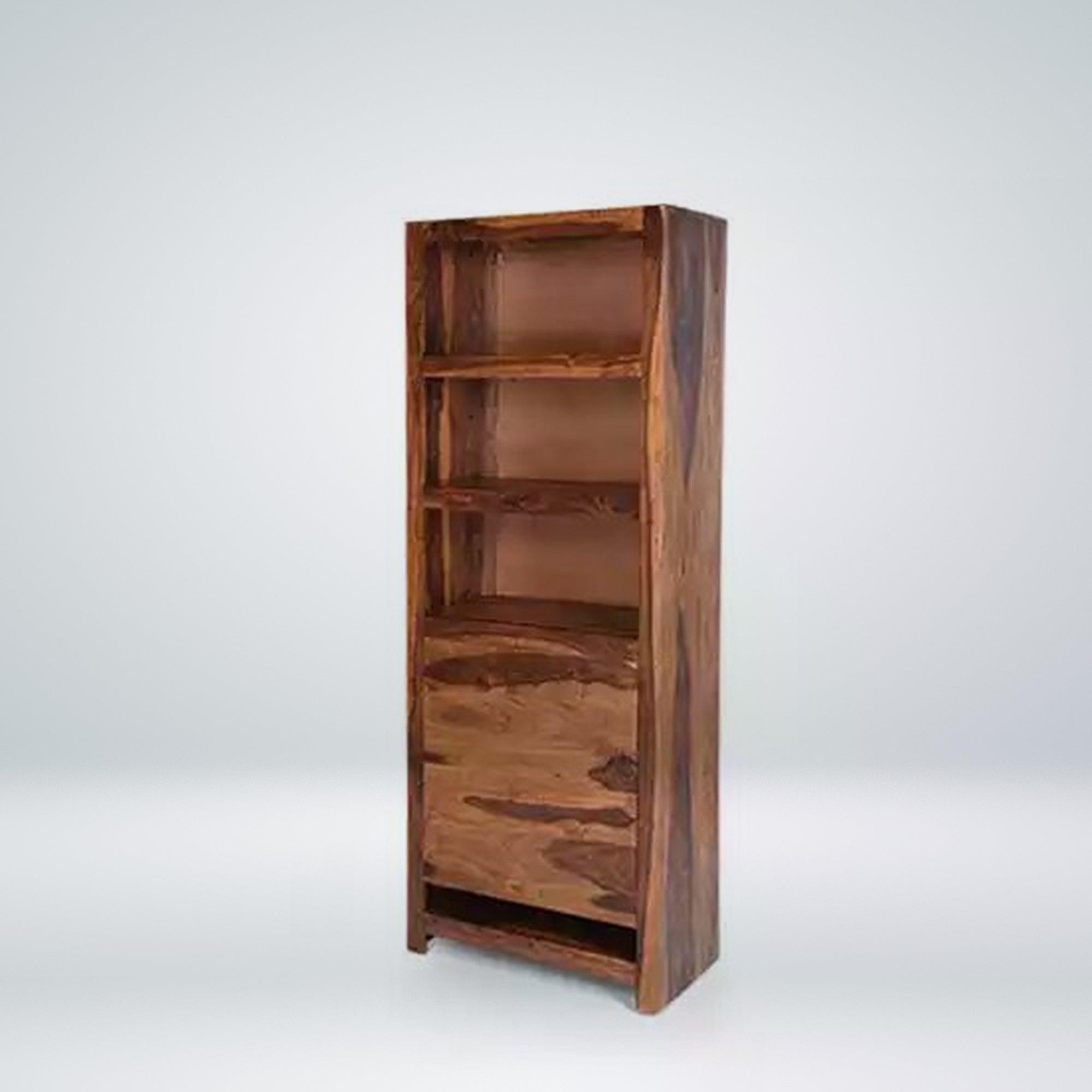 Melty Solid Wood Bookshelf for Living Room in Teak Finish by Rajwada - Rajwada Furnish