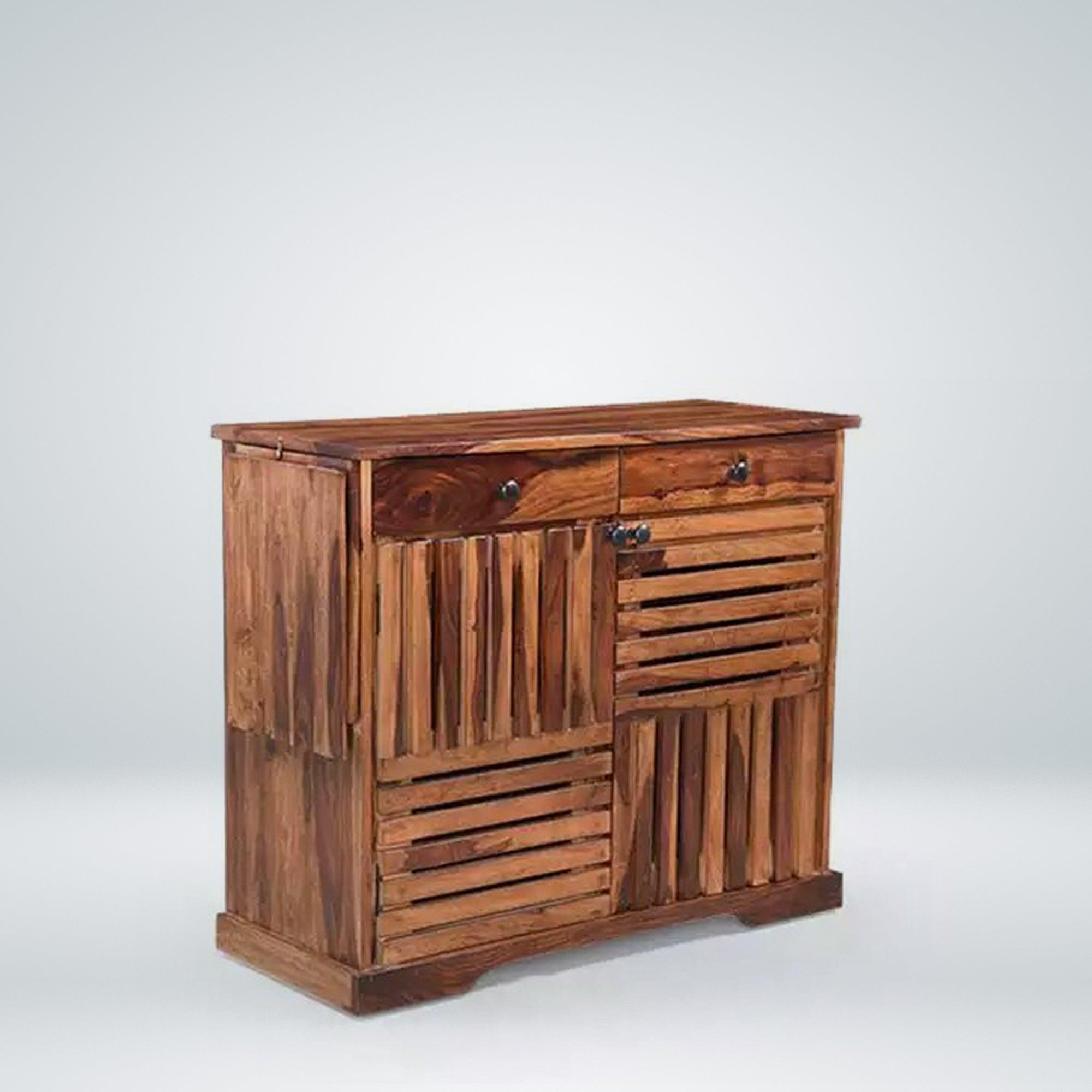 Letin Wooden Shoe Rack for Home In Provincial Teak Finish by Rajwada - Rajwada Furnish