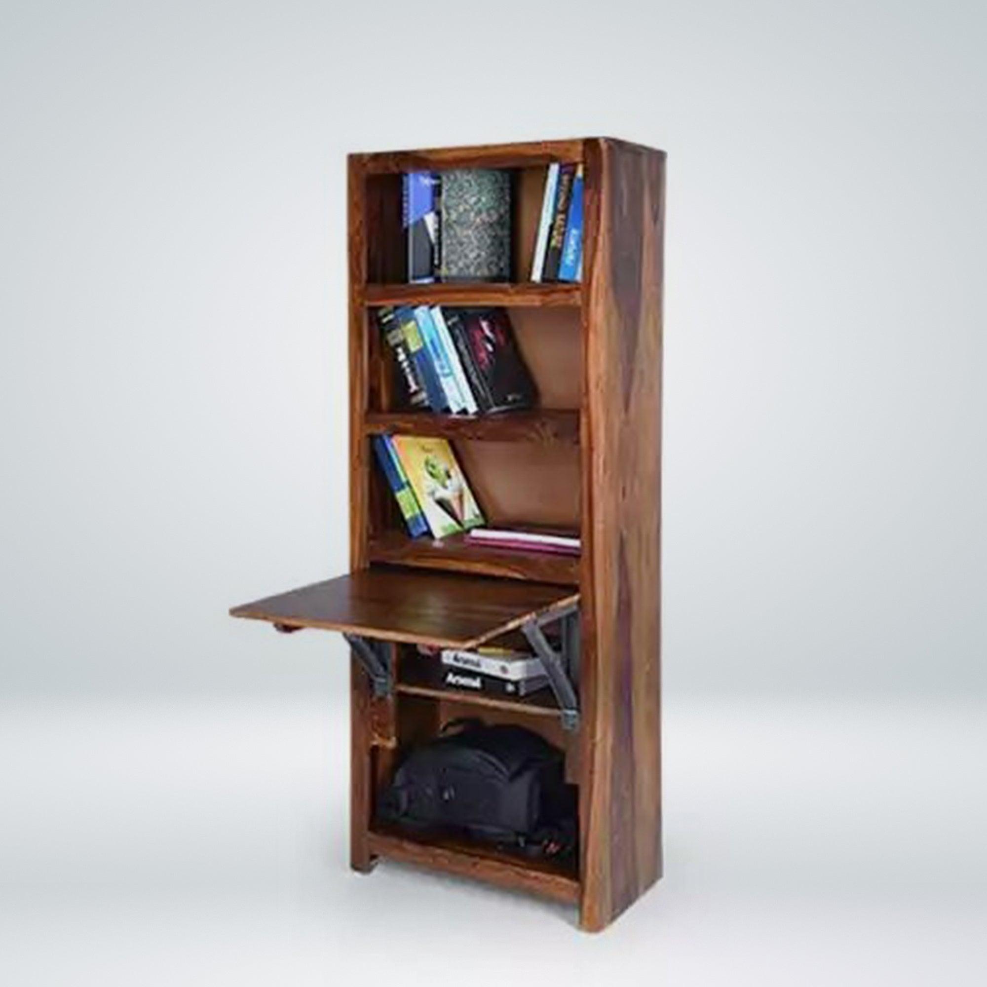 Melty Solid Wood Bookshelf for Living Room in Teak Finish by Rajwada - Rajwada Furnish