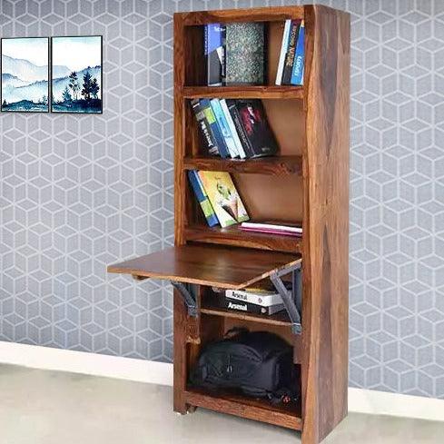 Melty Solid Wood Bookshelf for Living Room in Teak Finish by Rajwada - Rajwada Furnish