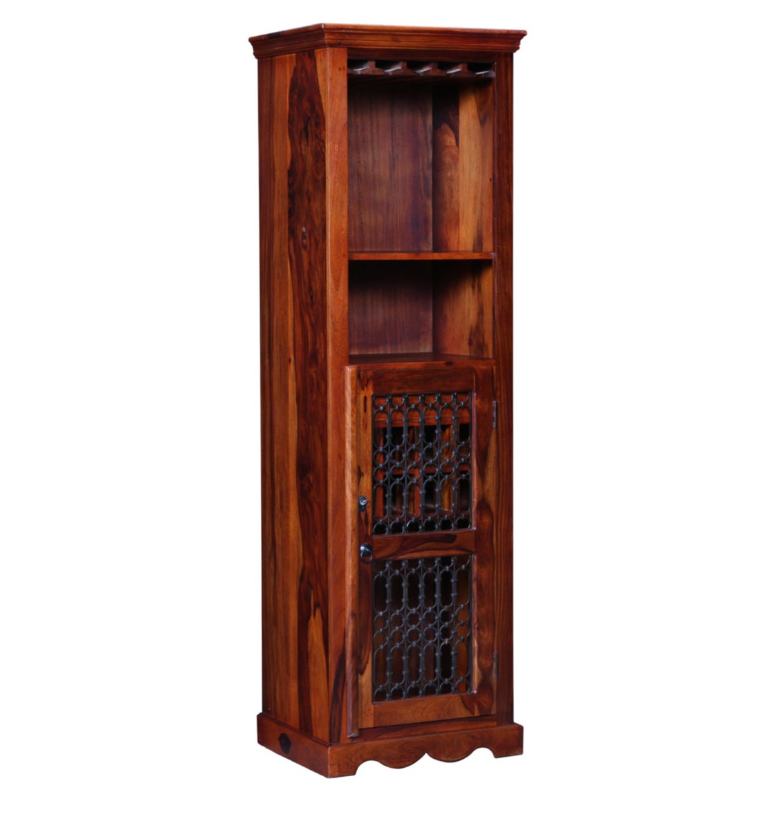 Saffron Solid Sheesham Wood Bar Unit in Honey Oak Finish - Rajwada Furnish