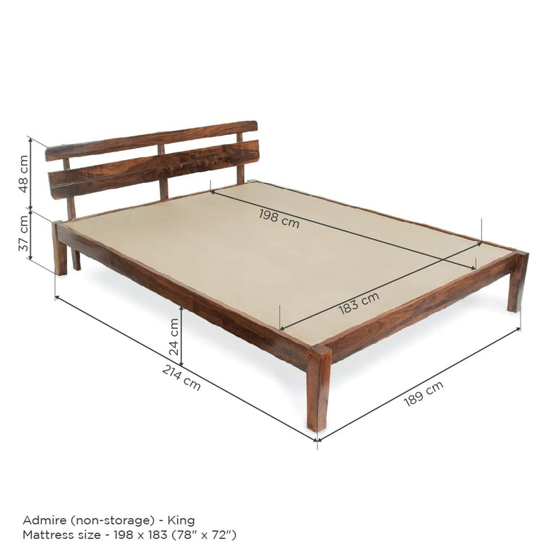 Amira Sheesham Wood bed Without Storage Bed in Honey oak finish by Rajwada