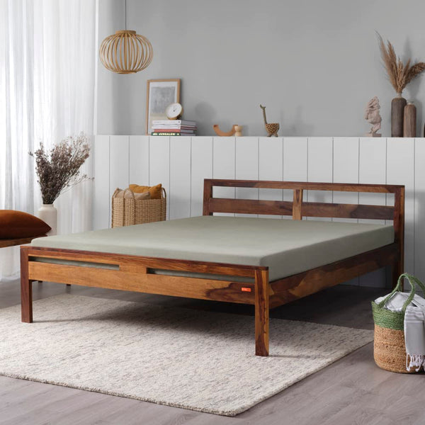 Sashwat  Solid Wood queen  Size Bed With  Storage In Provincial Teak Finish By Rajwada