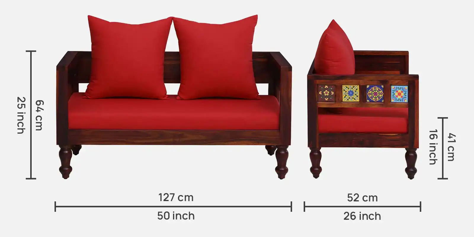 Anamika Sheesham Wood 2 Seater Sofa