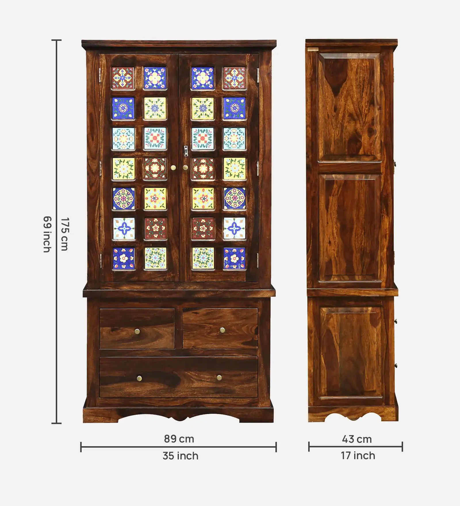 Anamika Traditional Sheesham Wood 2 Door Wardrobe