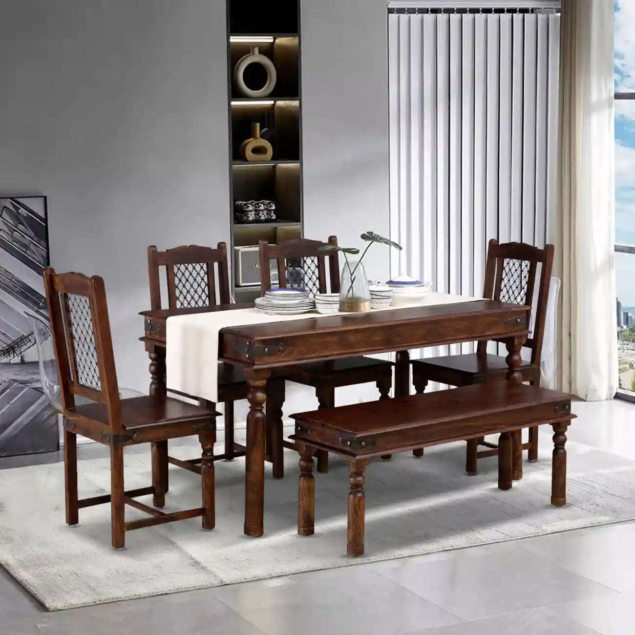 Arjuna-Solid-Sheesham-Wood-6-Seater-Dining-Table-Sets-teak-rajawada-furnish