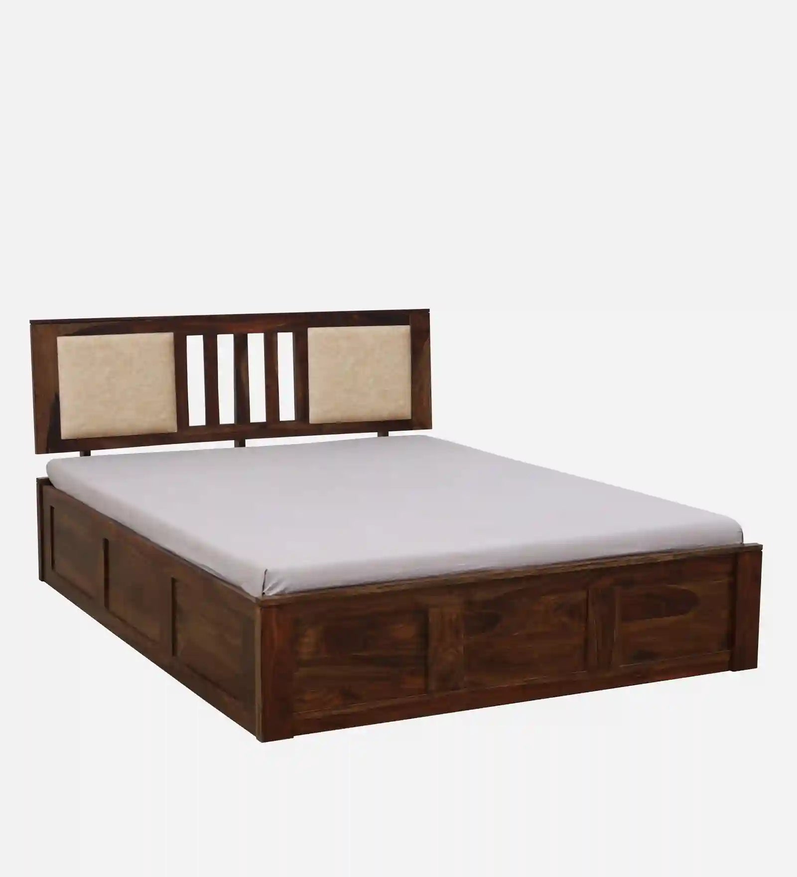 solid sheesham wood queen size bed with box storage furniture india
