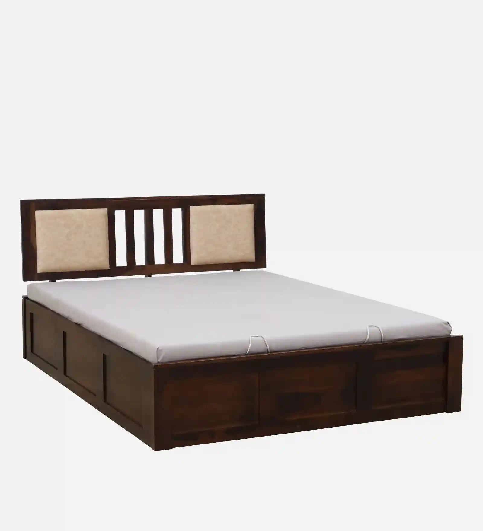 Druma solid wood king bed lift storage modern look