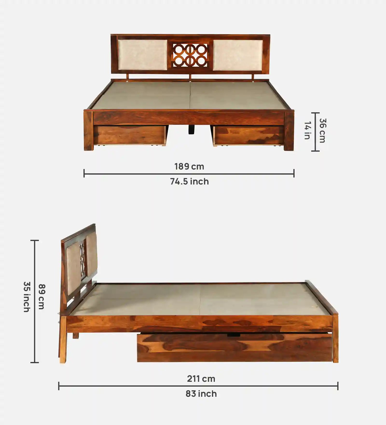 wooden king size bed platform mattress base layout drawer storage bed india