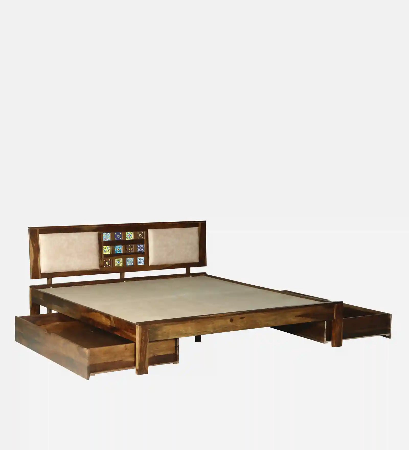 sheesham wood bed headboard panel clean pattern queen drawer bed india
