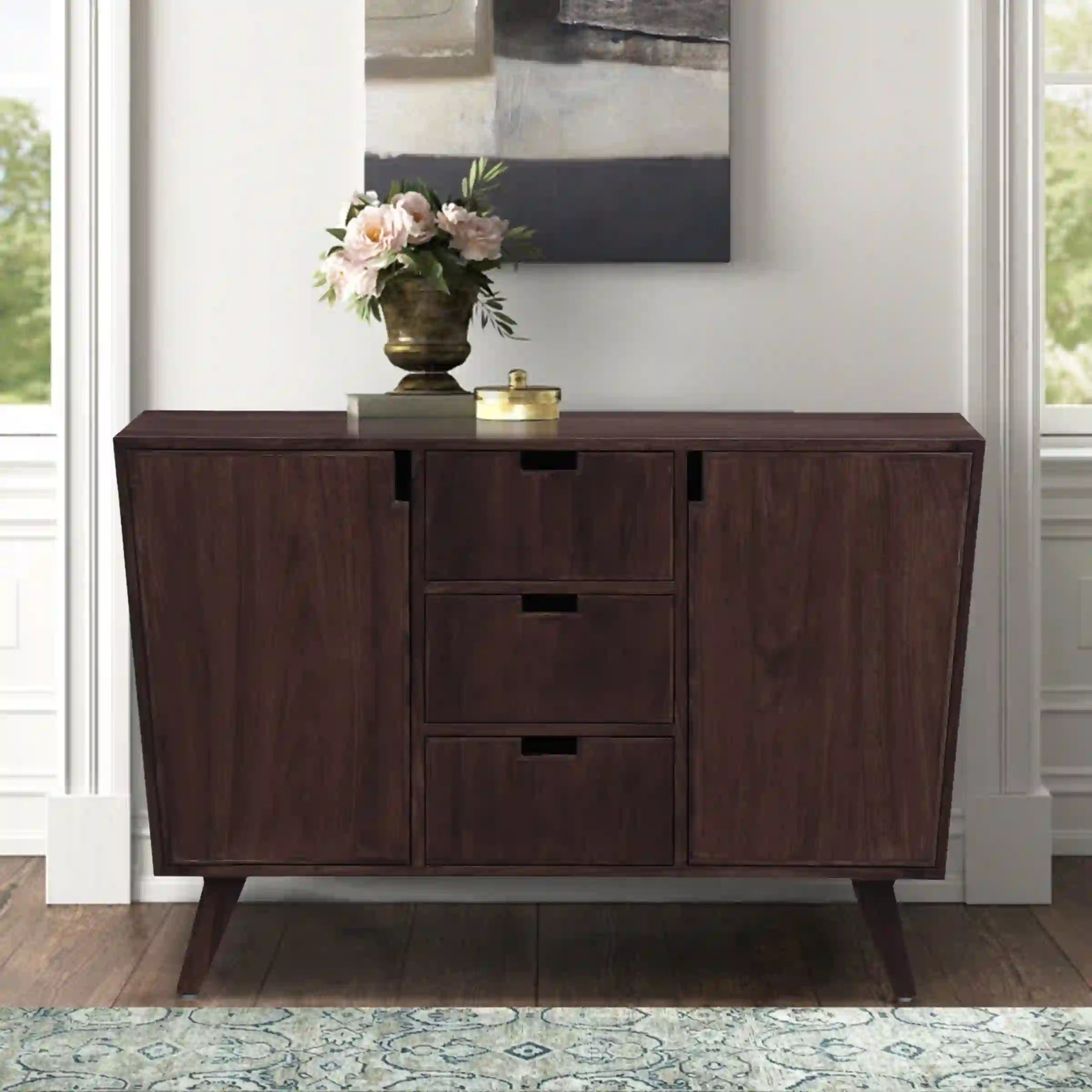 Mario drawer credenza sheesham wood storage console furniture unit