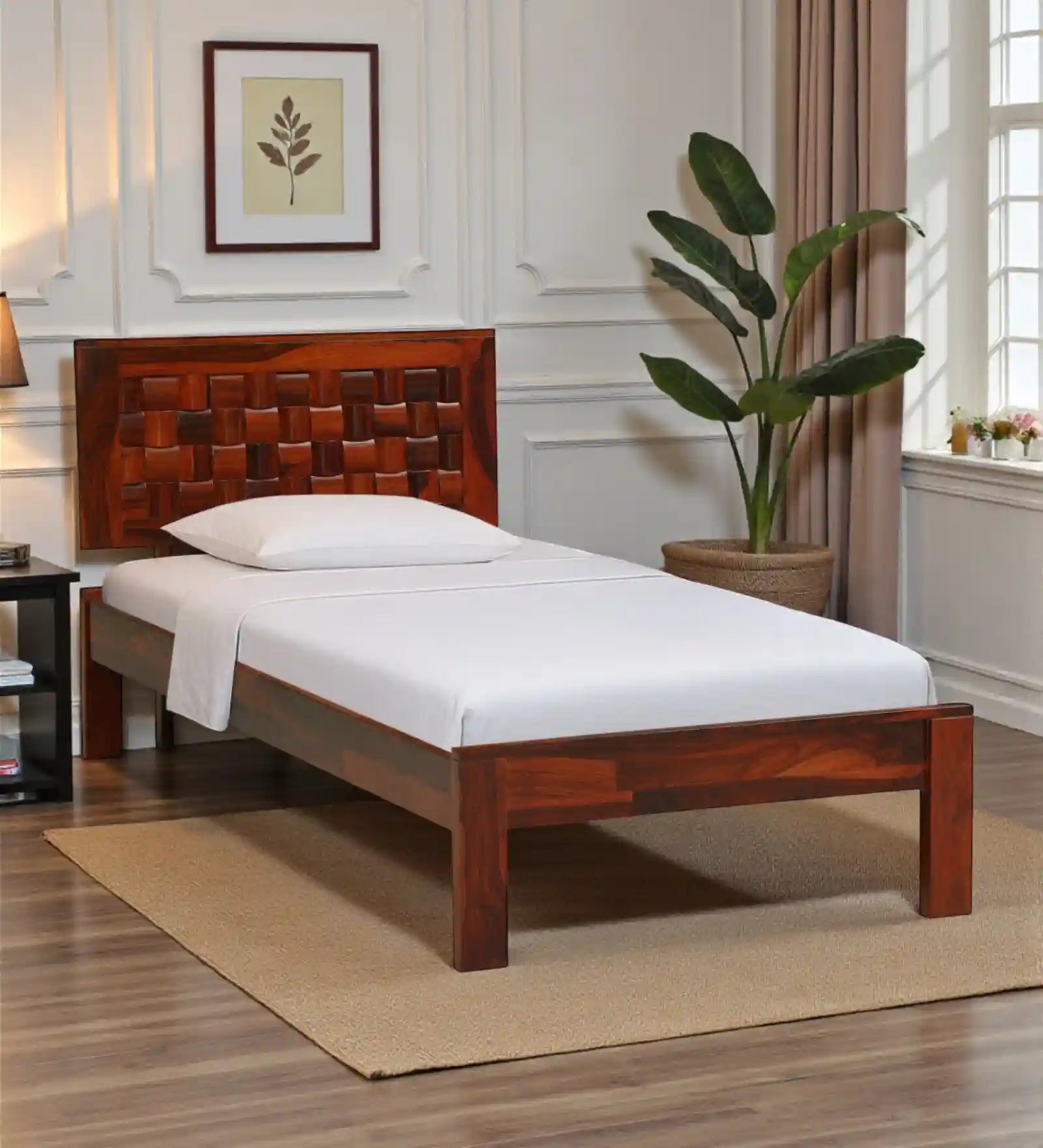 Nivasa Solid Wood Single Bed Without Storage