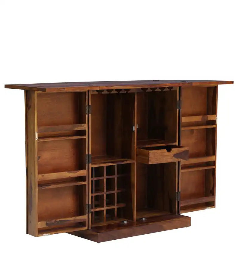 Niware Luxury Solid Sheesham Wood Bar Cabinet