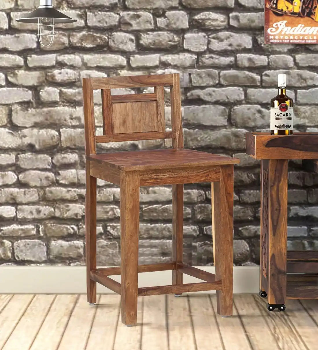 Niware Solid Sheesham Wood Bar Chairs