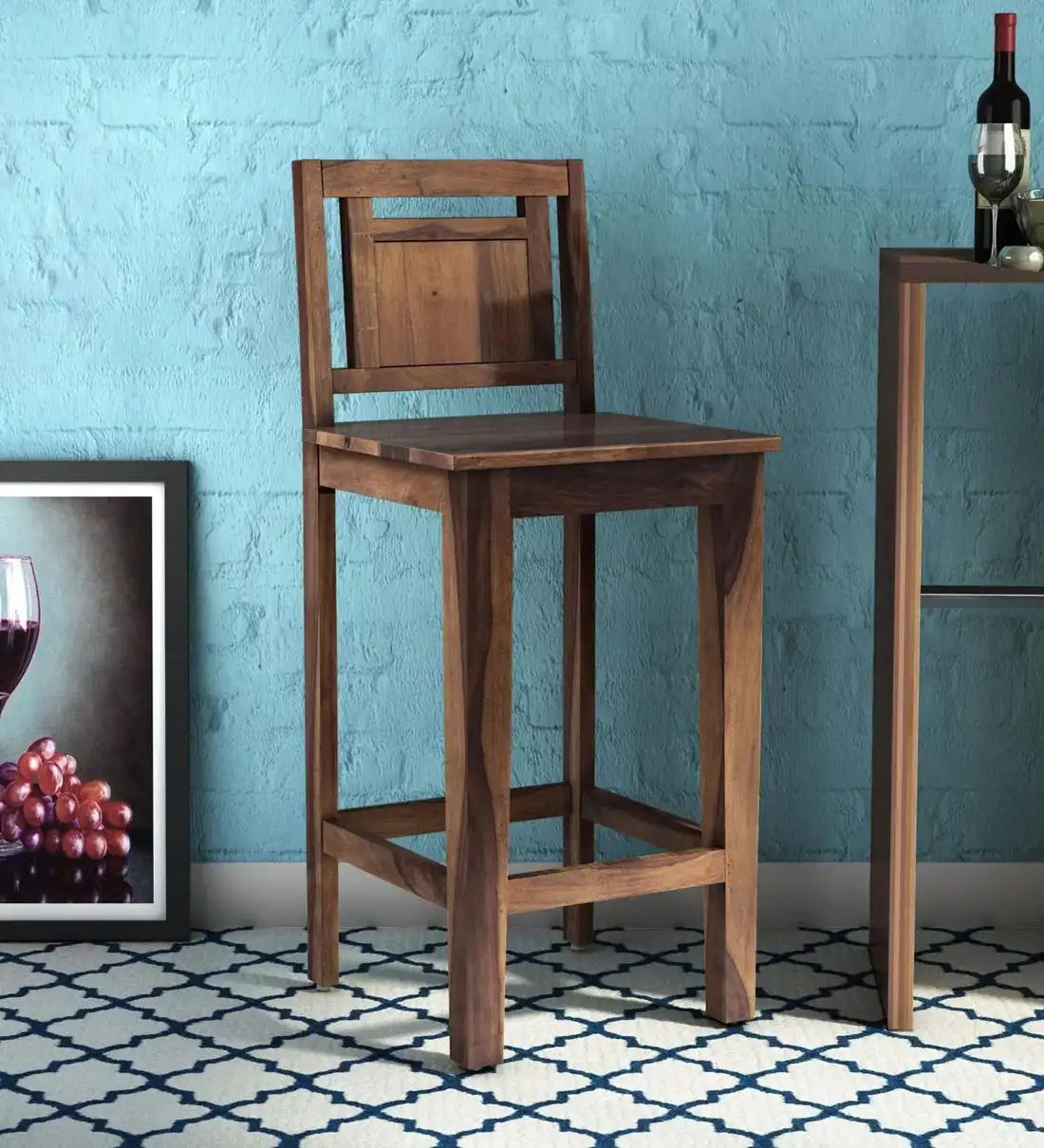 Niware Solid Wood Sheesham Bar Chairs