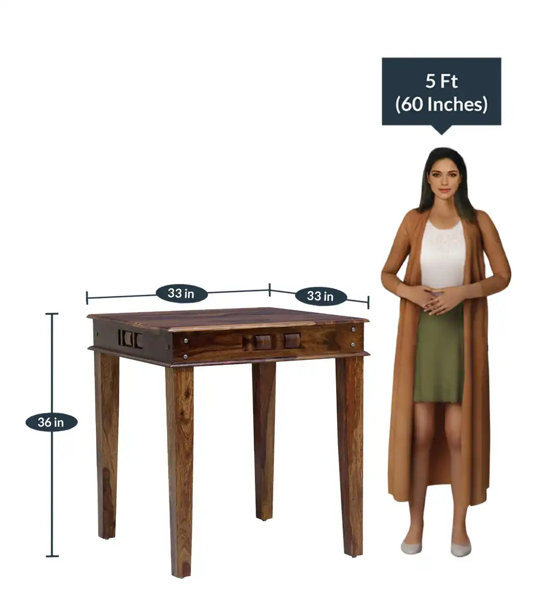 Niware Solid Wood 4 Seater Bar Dining Table Sets