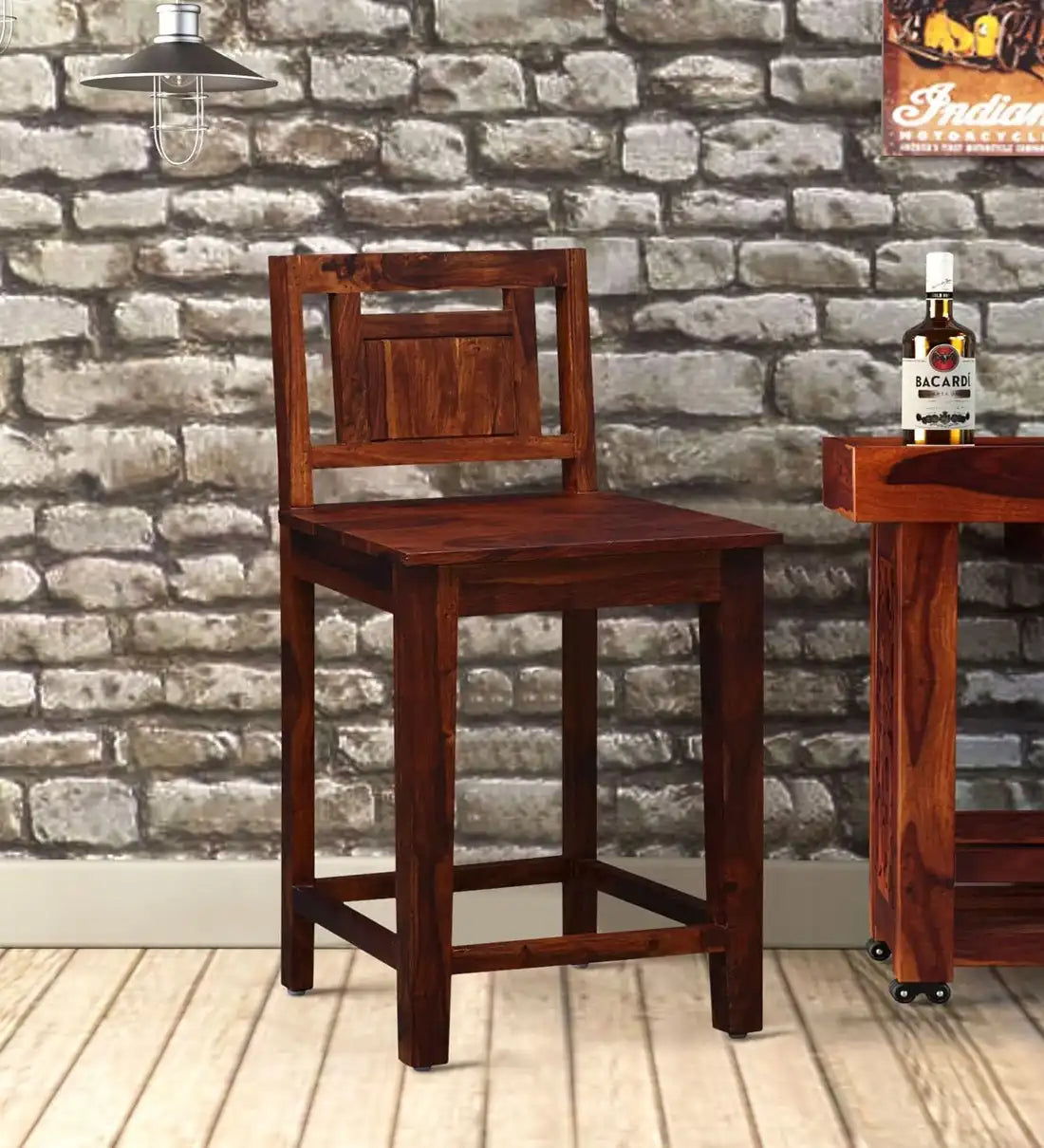 Niware Solid Sheesham Wood Bar Chairs