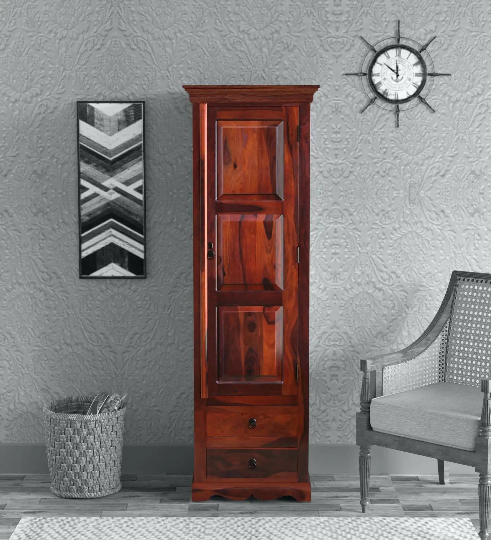Saffron Traditional Solid Sheesham Wood Wardrobe