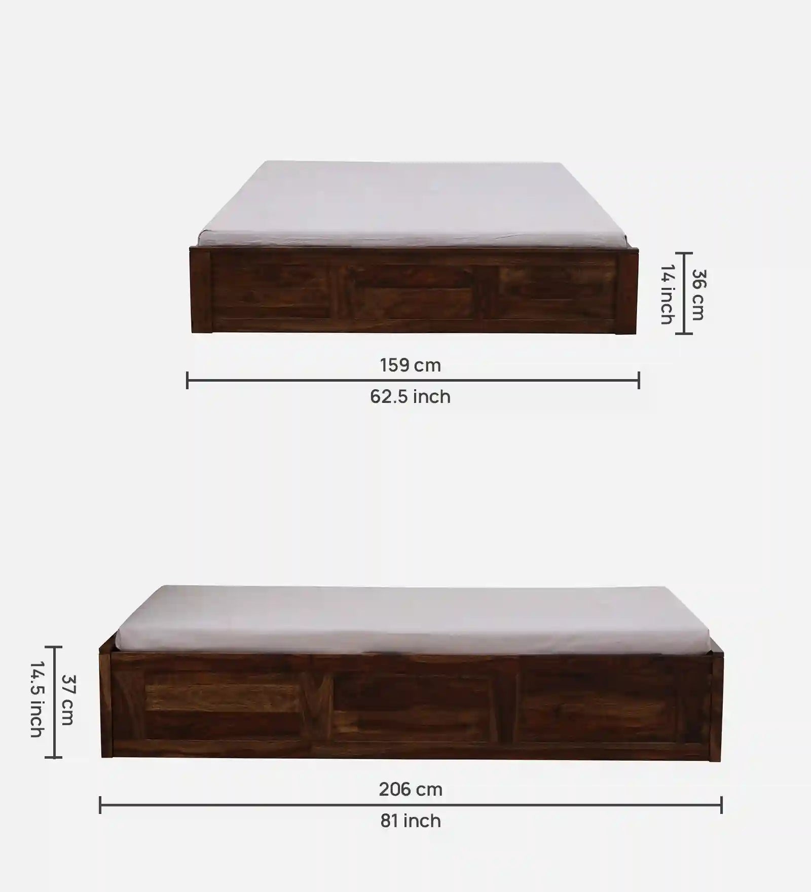 premium sheesham wood queen size box storage bed india