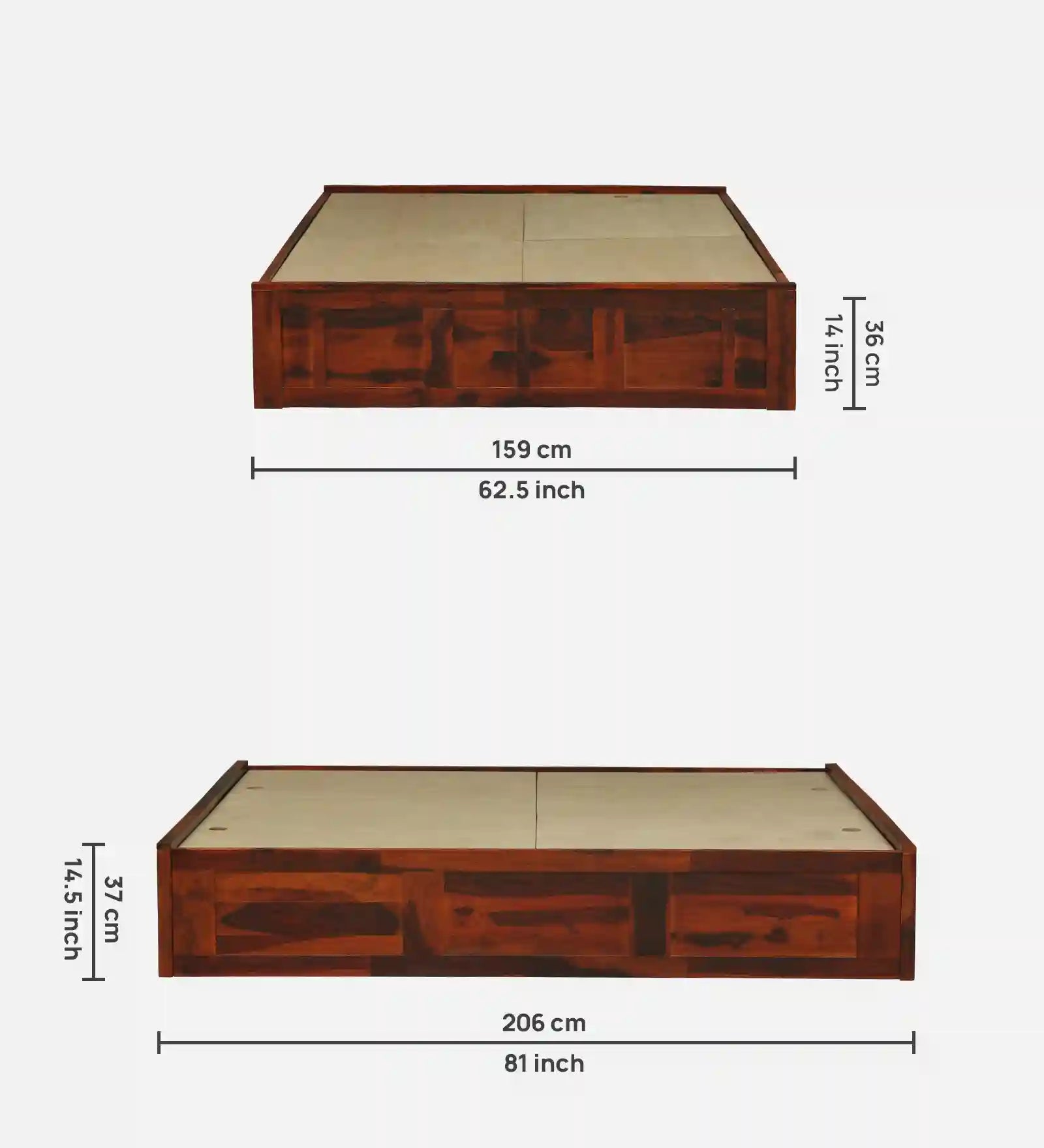 premium sheesham wood queen size box storage bed india