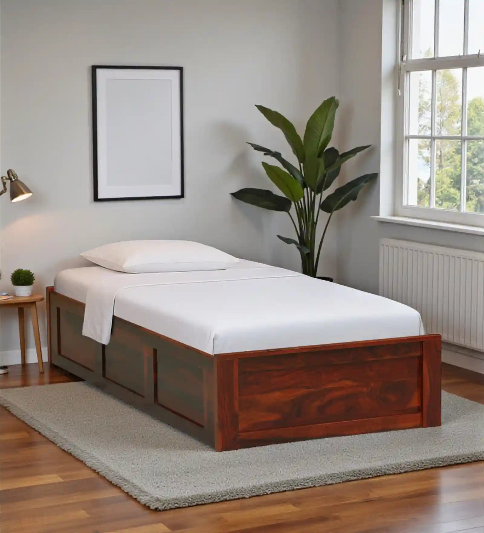 Sthira Solid Wood Single Bed With Storage