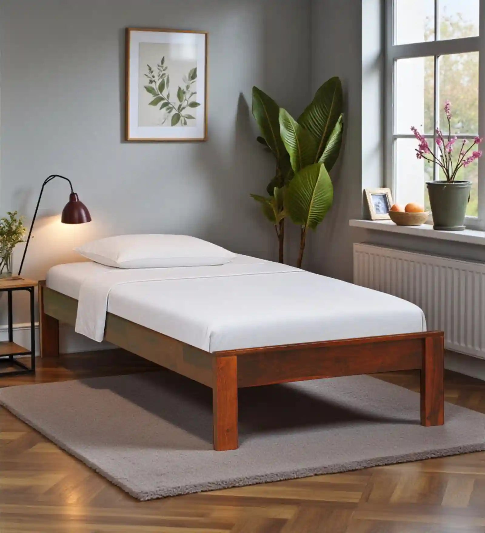 Sthira Solid Wood Single Bed Without Storage