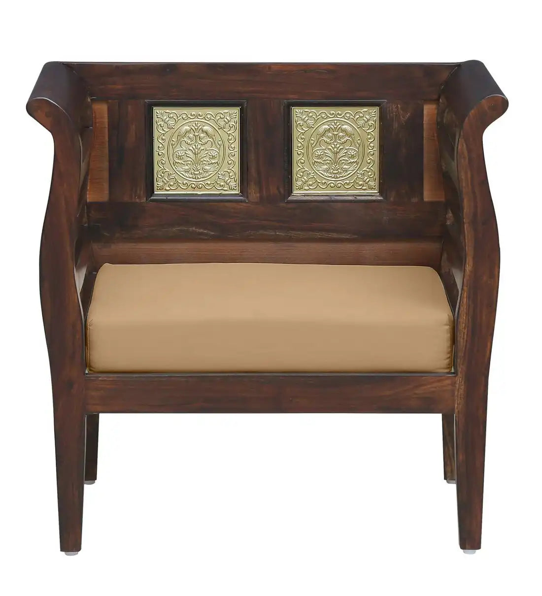 aavni premium wooden single seater sofa chair with cushion