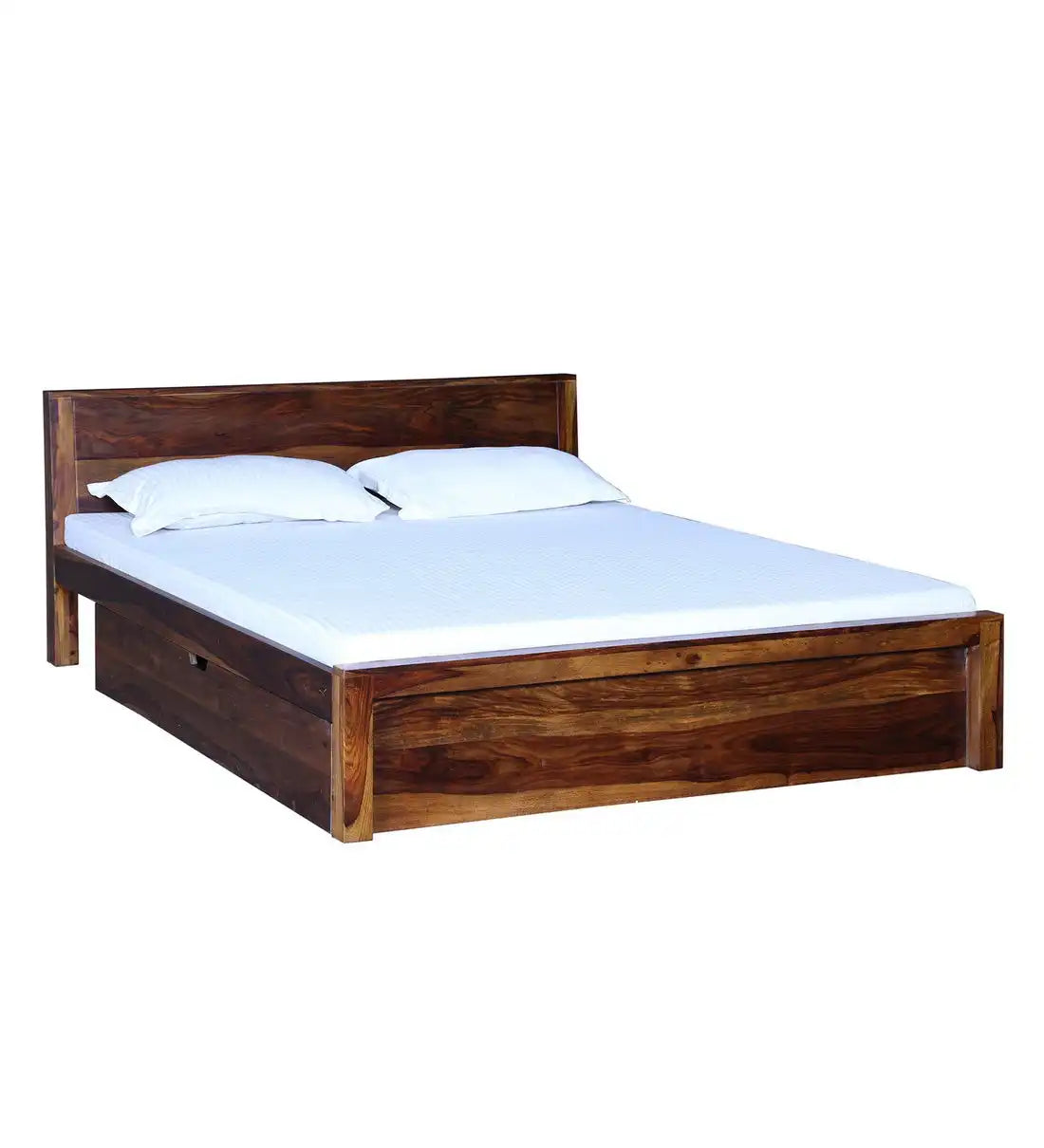 Acro heavy queen bed solid wood drawer storage frame