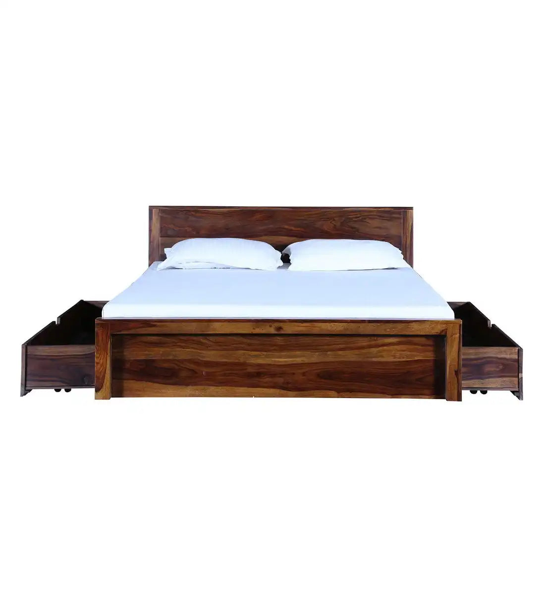 Acro king size wooden bed with drawer storage India style