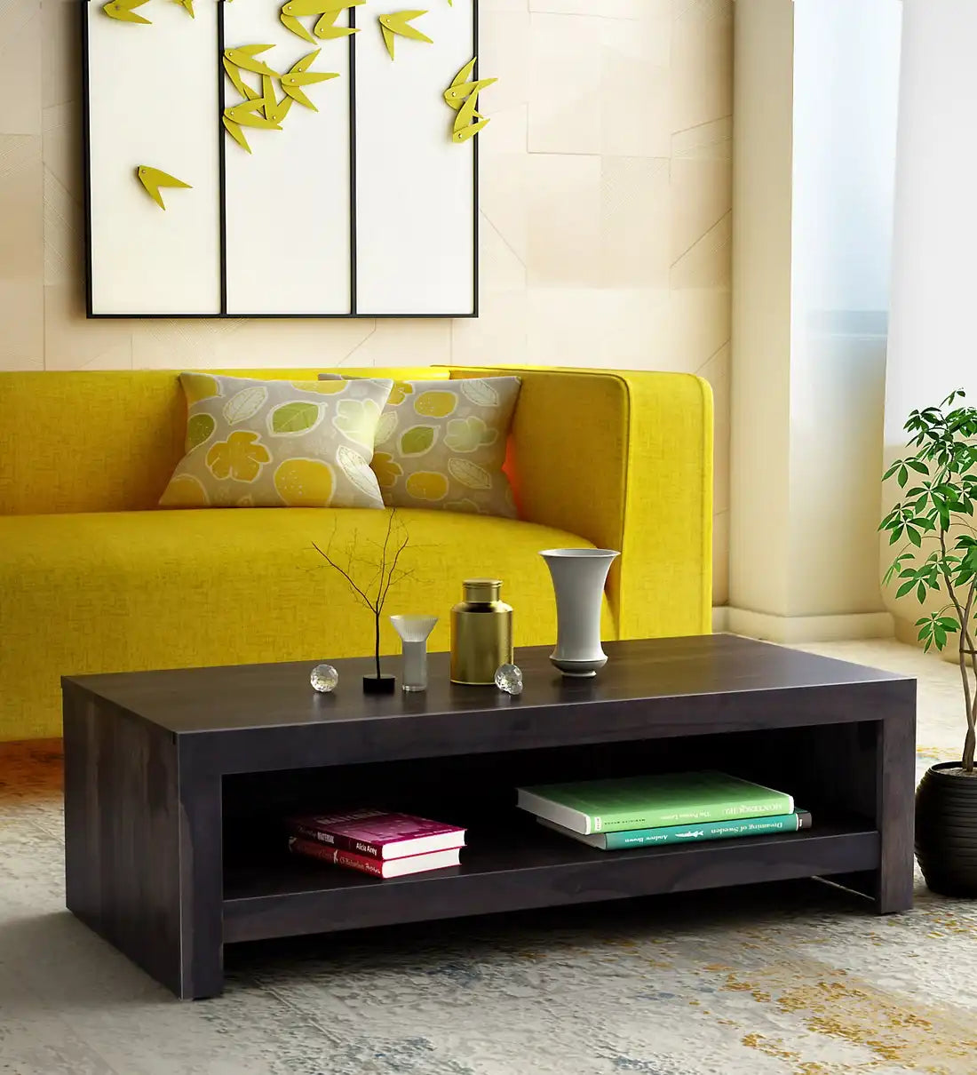 Acro modern center table sheesham wood coffee furniture with storage