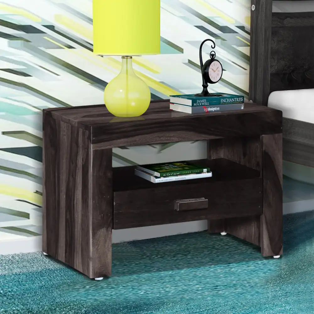 Acro nightstand wooden bedside table clean modern design India