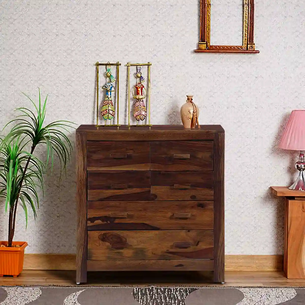 Acro sheesham bedroom drawer storage furniture in solid wood organizer India