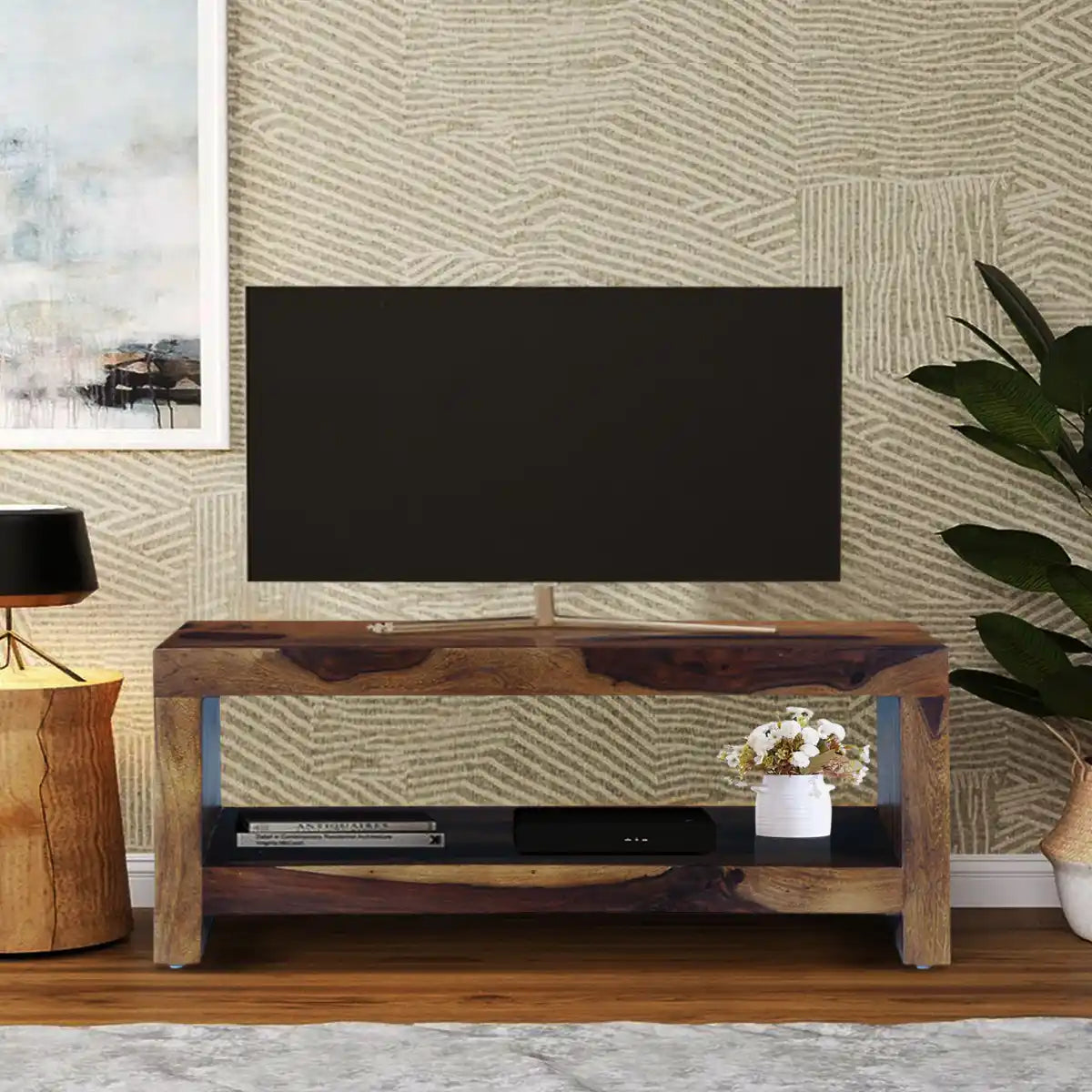 Acro sheesham wood tv unit solid wood tv stand for living room India