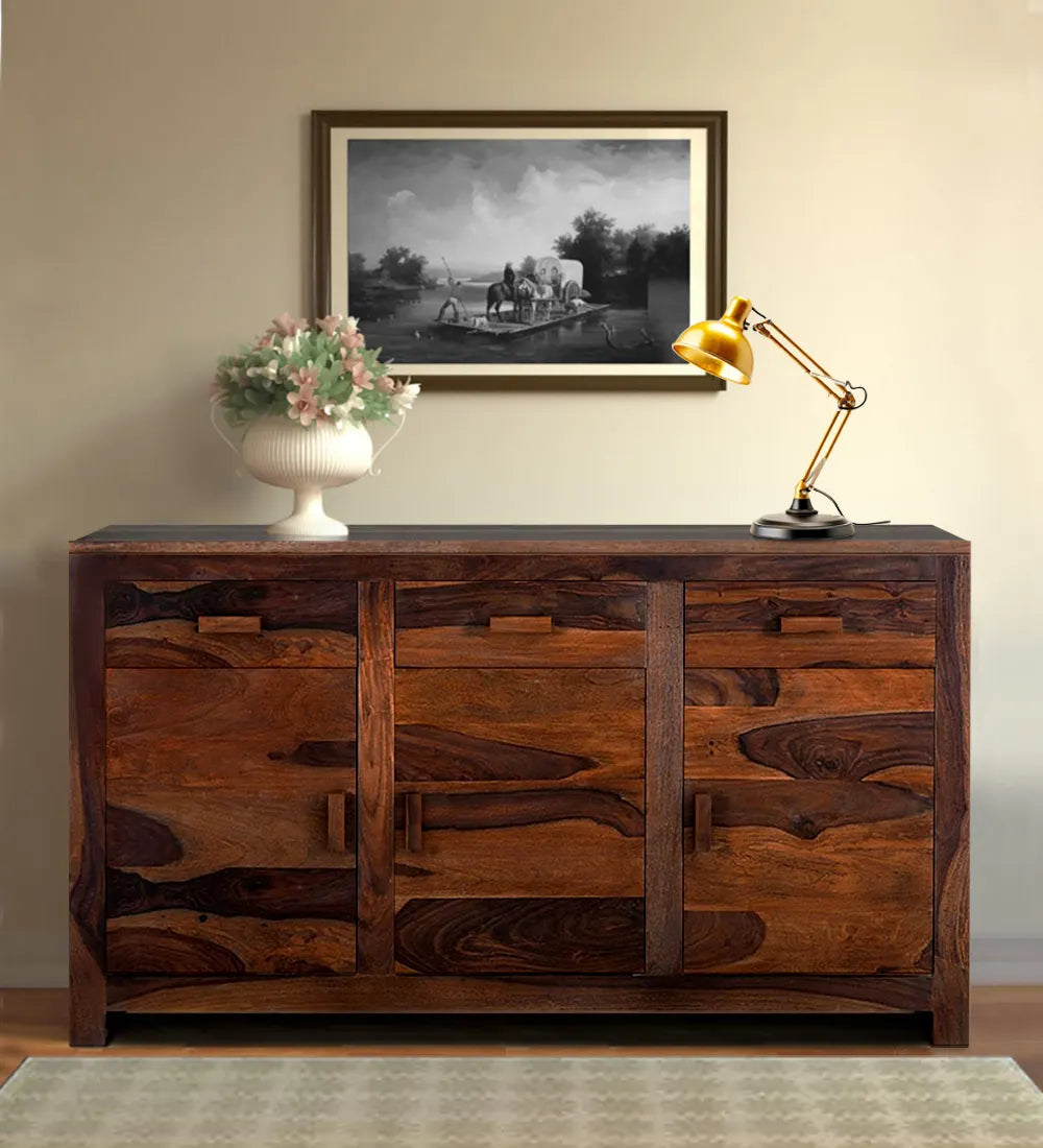 Acro solid sheesham wood sideboard storage cabinet modern living room India