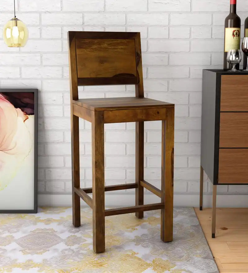 Acro solid wood bar chair made from sheesham wood for kitchen counter seating India