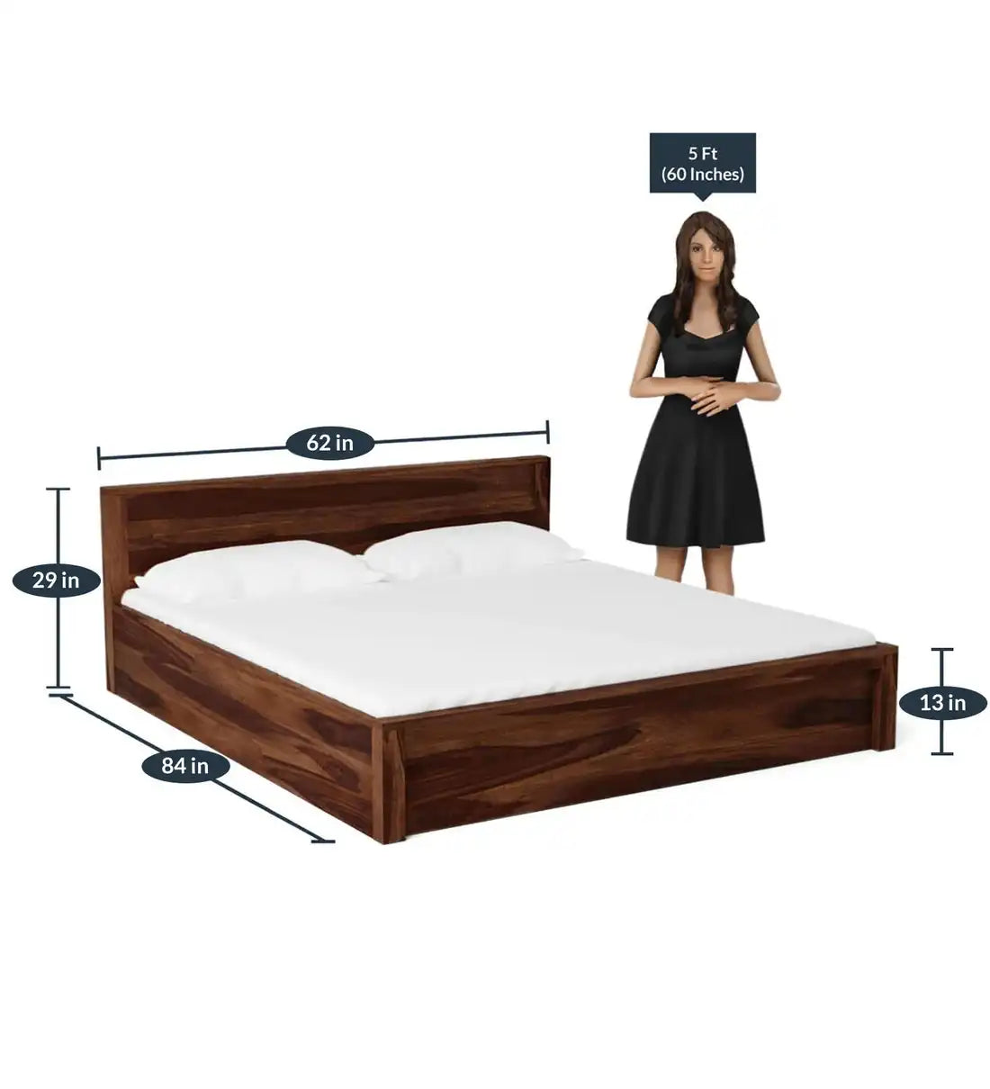 acro solid wood king size bed teak finish sheesham wood furniture india