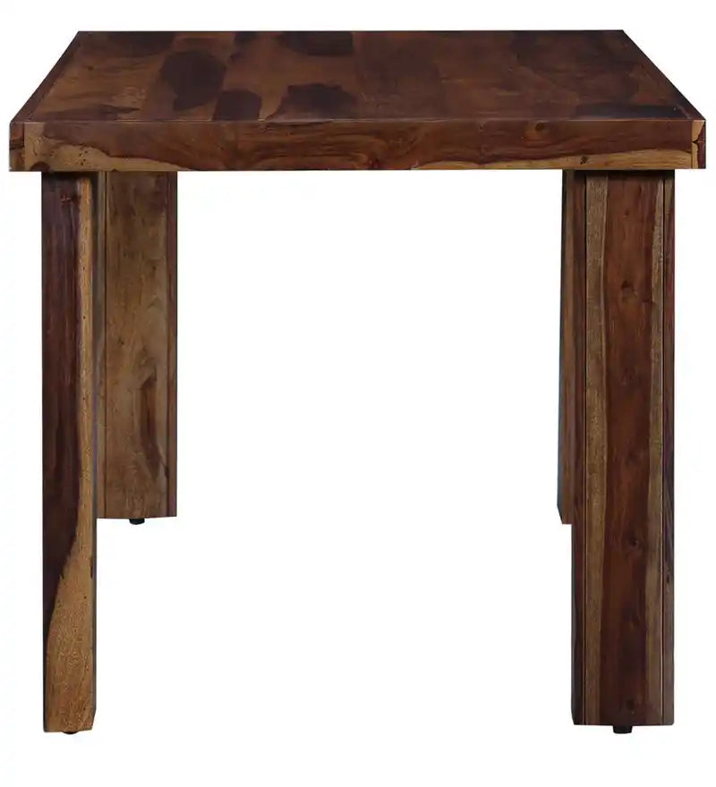 Solid wood dining table in natural finish crafted from sheesham wood for dining room