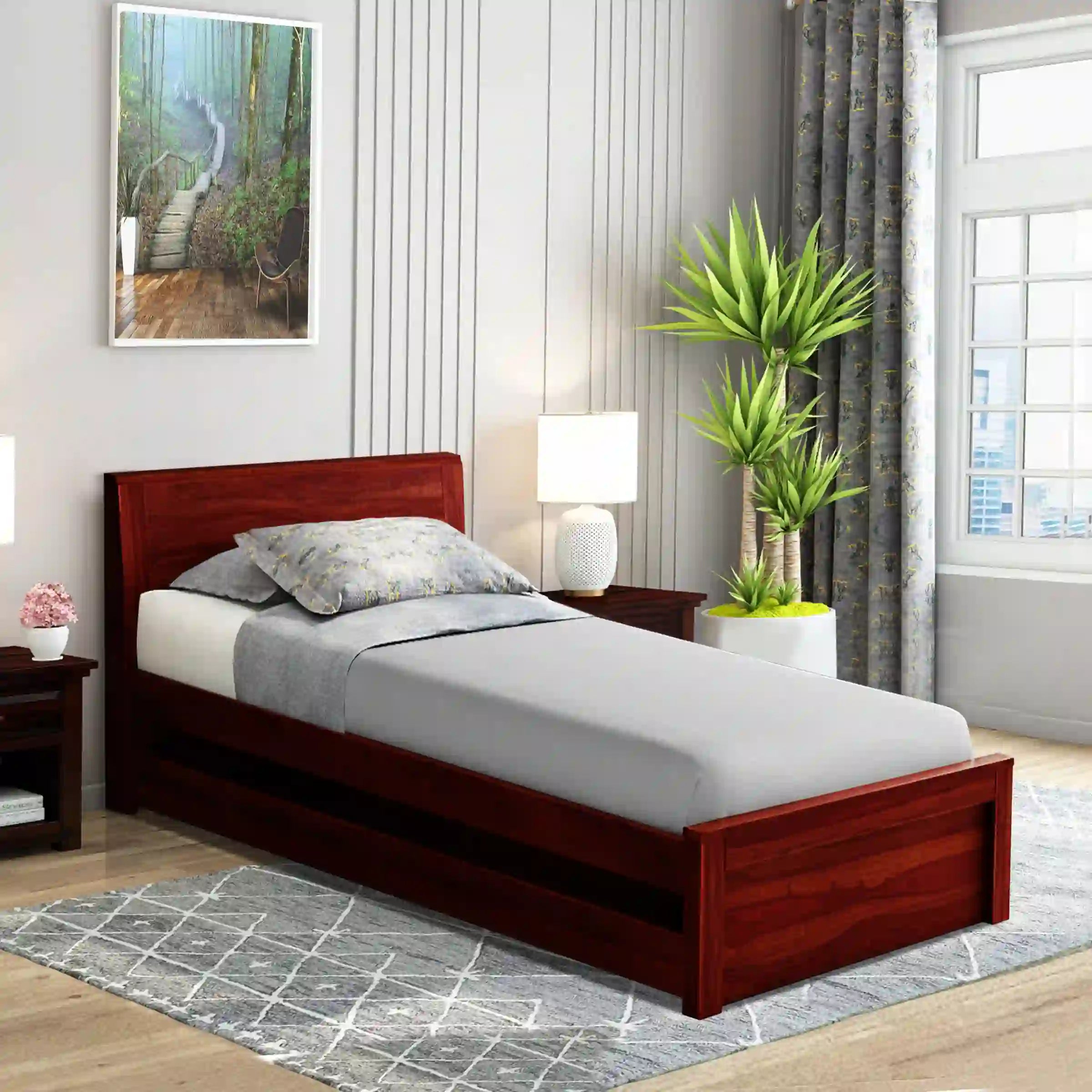 acro sheesham wood single bed side view modern bedroom furniture wooden bed