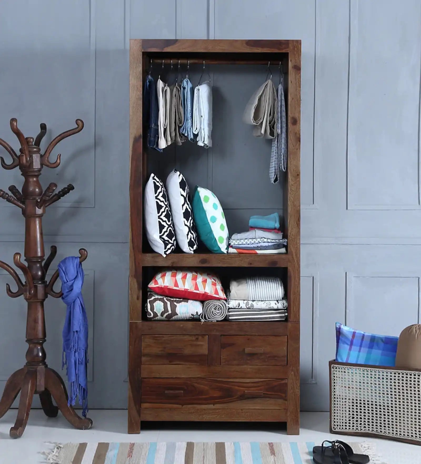 Acro solid wood wardrobe modern sheesham almirah India