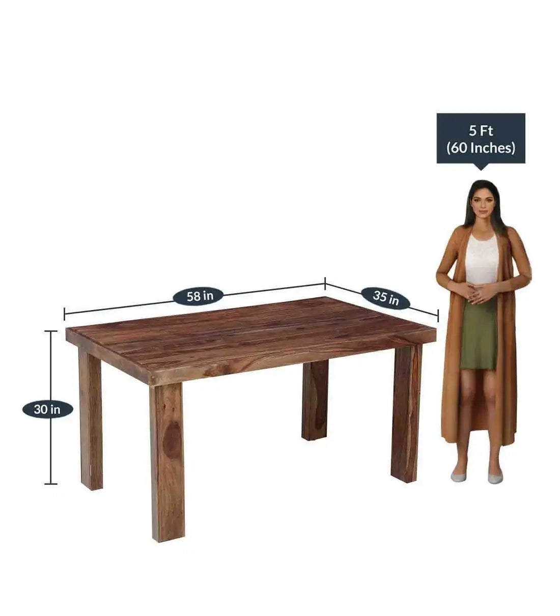 Acro traditional dining table six seater solid wood ideal for Indian home furniture