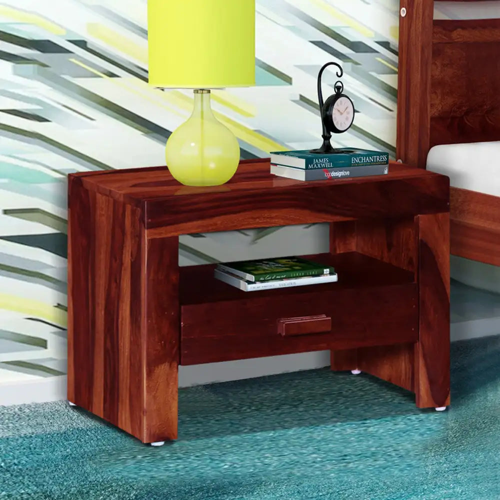 Acro wooden side table sheesham bedside nightstand design India