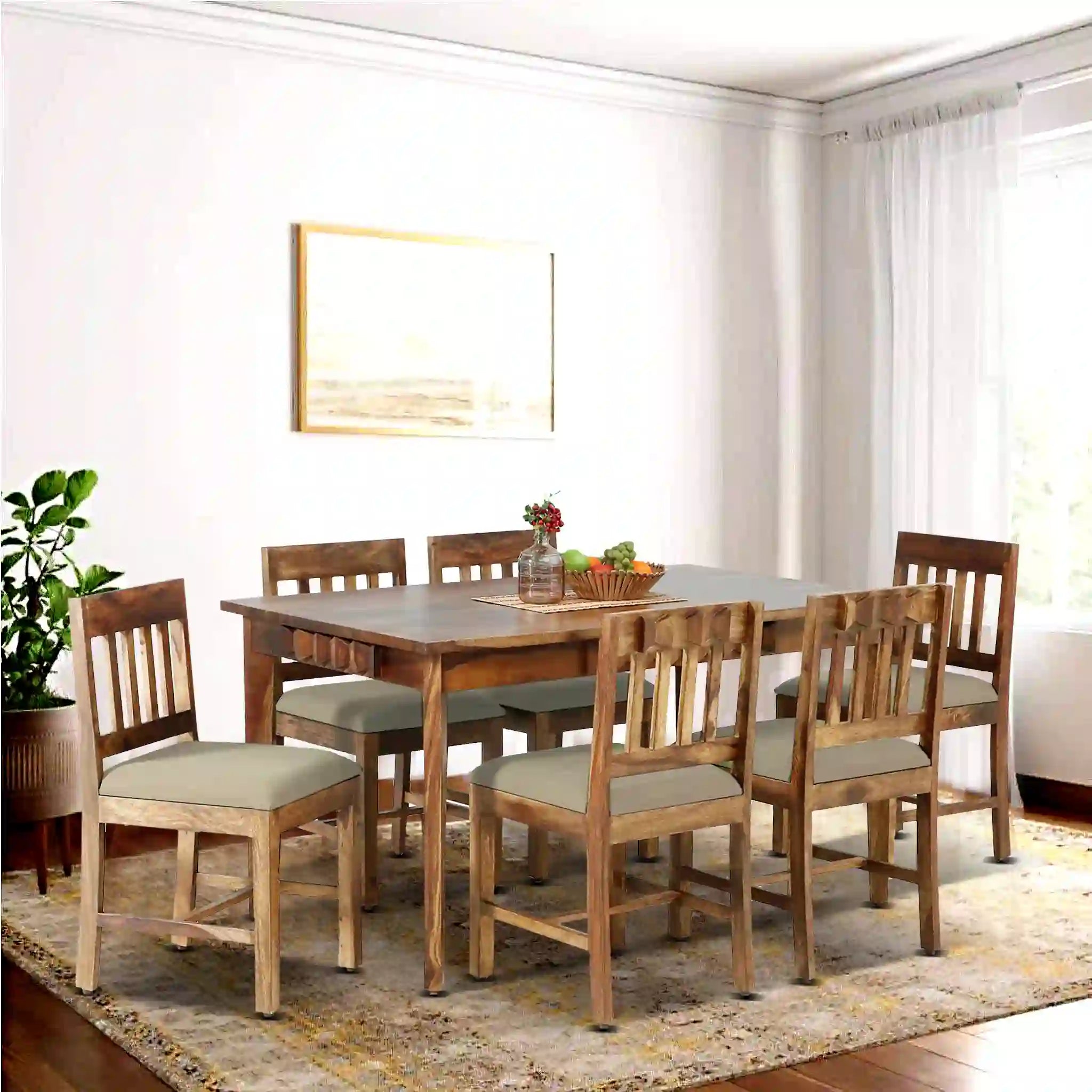 Alford six-seater dining table set solid wood luxury design for modern interiors