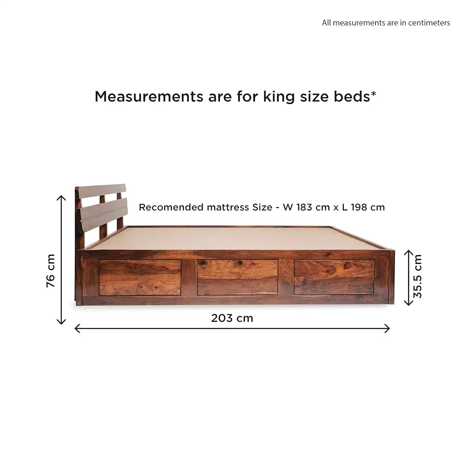 Amira king size bed sheesham wood box storage bedroom design