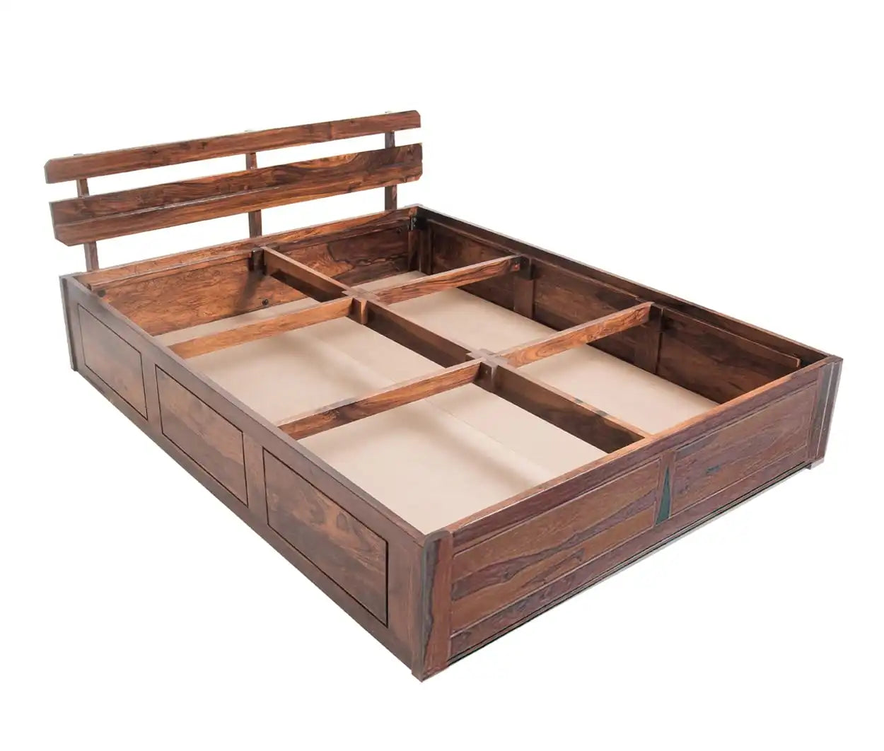Amira modern wooden bed box storage solid wood frame design
