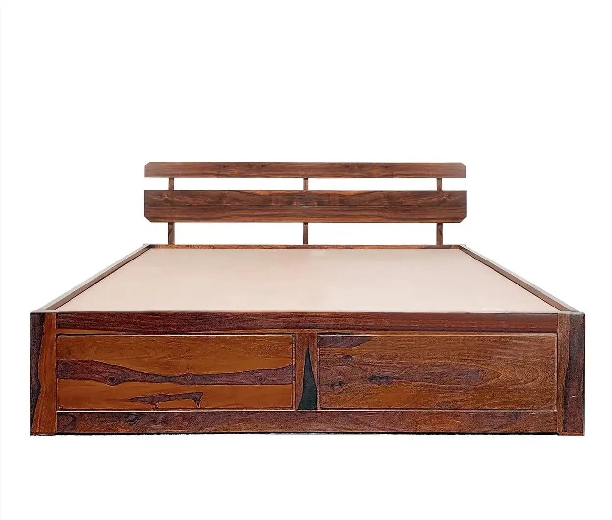 Amira solid wood storage bed queen size heavy build frame