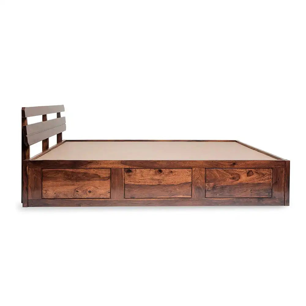 Amira wooden queen bed box storage durable structure design