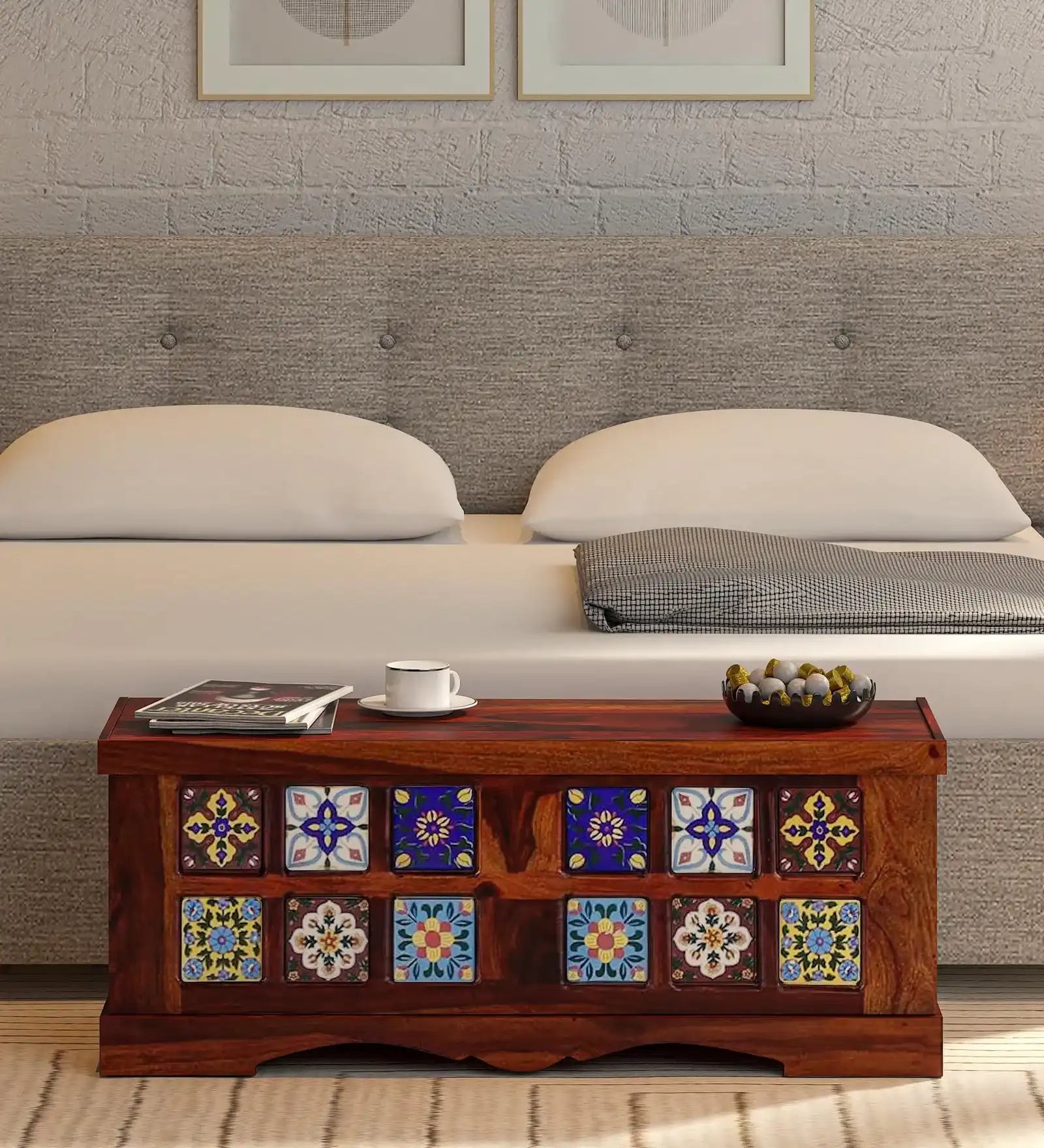 Anamika bedroom storage trunk linen box solid wood organizer furniture